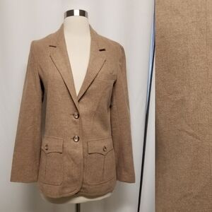 Vintage 70s Union‎ Made Retro Sandy Brown Wool Acadamia School Boy Blazer Small